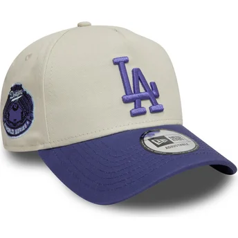 Gorra curva beige y violeta snapback con logo violeta 9FORTY A Frame World Series Patch de Los Angeles Dodgers MLB de New Era