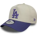 gorra-curva-beige-y-violeta-snapback-con-logo-violeta-9forty-a-frame-world-series-patch-de-los-angeles-dodgers-mlb-de-new-era