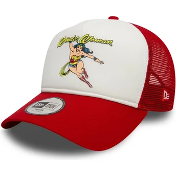 Gorra trucker blanca y roja para niño 9FORTY A Frame de Wonder Woman DC Comics de New Era