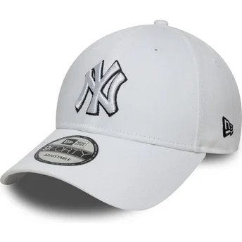 Gorra curva blanca ajustable 9FORTY Outline de New York Yankees MLB de New Era