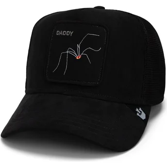 Gorra trucker negra araña Daddy The Suede Spider Global Core Micro Suede The Farm de Goorin Bros.