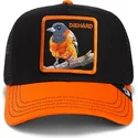 gorra-trucker-negra-y-naranja-pajaro-the-diehard-bird-fab-farm-de-goorin-bros