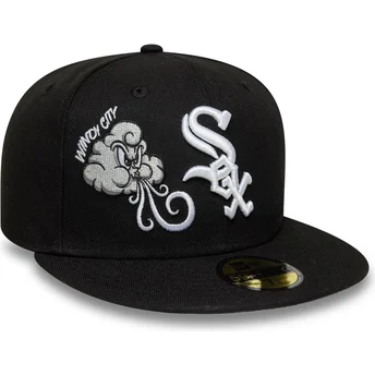 Gorra plana negra ajustada 59FIFTY Food Icon Windy City de Chicago White Sox MLB de New Era
