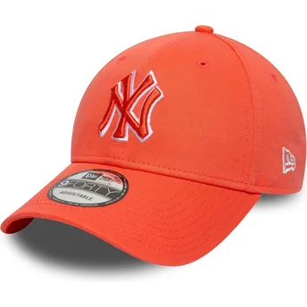 Gorra curva naranja ajustable con logo naranja 9FORTY Team Outline de New York Yankees MLB de New Era