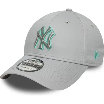 Gorra curva gris ajustable con logo gris 9FORTY Team Outline de New York Yankees MLB de New Era