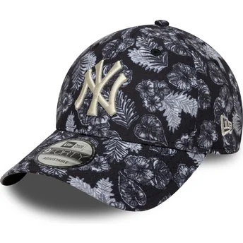 Gorra curva negra ajustable 9FORTY All Over Print de New York Yankees MLB de New Era