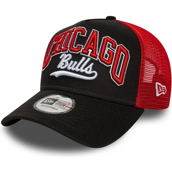 Gorra trucker negra y roja E Frame Script de Chicago Bulls NBA de New Era