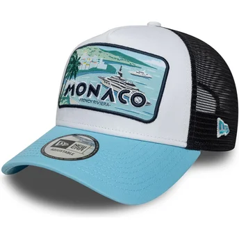 Gorra trucker blanca, negra y azul Monaco French Riviera A Frame Summer de New Era