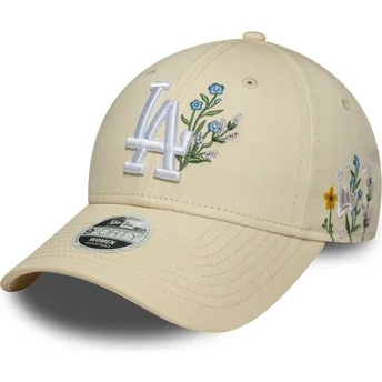 Gorra curva beige ajustable para mujer 9FORTY Floral Icon de Los Angeles Dodgers MLB de New Era