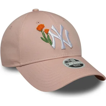 Gorra curva rosa ajustable para mujer 9FORTY Beaded de New York Yankees MLB de New Era