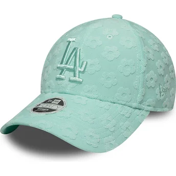 Gorra curva verde ajustable para mujer 9FORTY Floral Towelling de Los Angeles Dodgers MLB de New Era