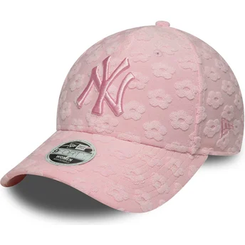 Gorra curva rosa ajustable para mujer 9FORTY Floral Towelling de New York Yankees MLB de New Era