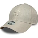gorra-curva-beige-ajustable-para-mujer-9forty-woven-de-new-york-yankees-mlb-de-new-era