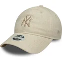 gorra-curva-beige-ajustable-para-mujer-con-logo-beige-9twenty-linen-de-new-york-yankees-mlb-de-new-era