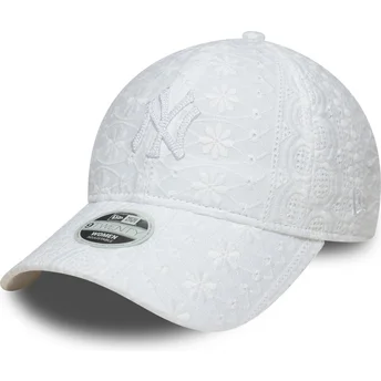 Gorra curva blanca ajustable para mujer con logo blanco 9TWENTY Broderie de New York Yankees MLB de New Era
