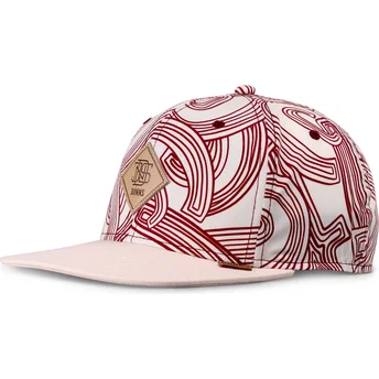 Gorra plana beige y roja snapback MA Pattern de Djinns
