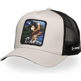 Gorra trucker gris y negra Levi Ackerman AOT LEV Attack On Titan de Capslab