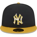 gorra-plana-negra-y-amarilla-ajustada-con-logo-dorado-59fifty-day-de-new-york-yankees-mlb-de-new-era
