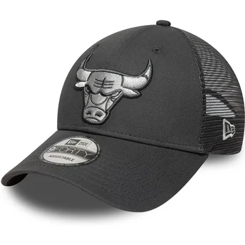 Gorra trucker gris ajustable con logo gris 9FORTY de Chicago Bulls NBA de New Era