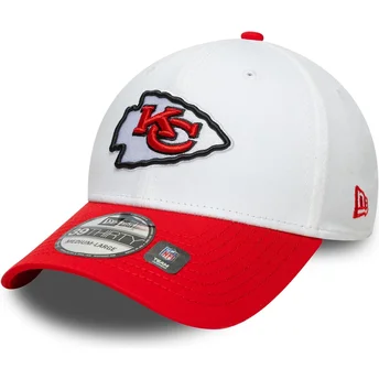 Gorra curva blanca y roja ajustada 39THIRTY Team Logo de Kansas City Chiefs NFL de New Era