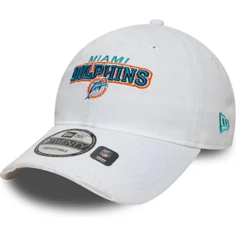 Gorra curva blanca ajustable 9TWENTY Washed Distress de Miami Dolphins NFL de New Era