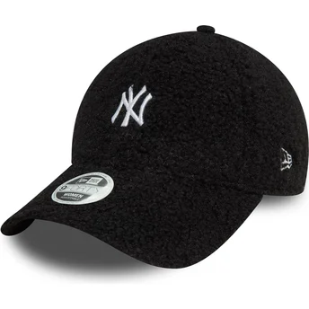 Gorra curva negra ajustable para mujer 9FORTY Borg de New York Yankees MLB de New Era