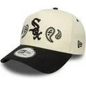 gorra-curva-beige-y-negra-snapback-a-frame-paisley-de-chicago-white-sox-mlb-de-new-era