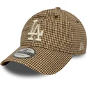 gorra-curva-marron-ajustable-9twenty-houndstooth-de-los-angeles-dodgers-mlb-de-new-era