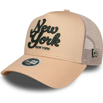 Gorra trucker rosa para mujer A Frame City de New York de New Era