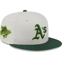 gorra-plana-beige-y-verde-ajustada-59fifty-clr-dvlp-de-oakland-athletics-mlb-de-new-era
