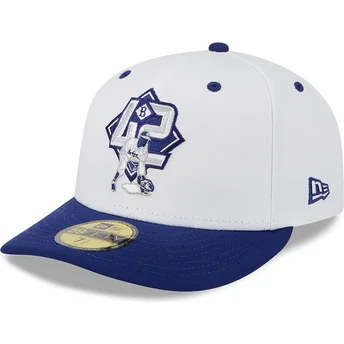 Gorra curva blanca y azul ajustada 59FIFTY Player Jackie Robinson de Brooklyn Dodgers MLB de New Era