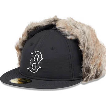 Gorra plana negra ajustada 59FIFTY Winter Dog Ear de Boston Red Sox MLB de New Era