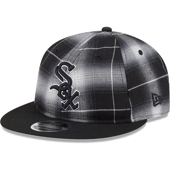 Gorra plana negra snapback 9FIFTY Retro Crown Plaid de Chicago White Sox MLB de New Era