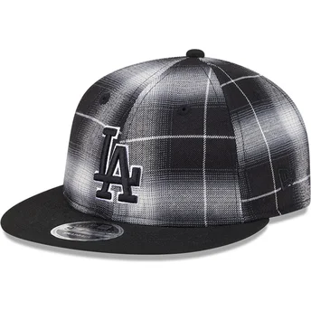 Gorra plana negra snapback 9FIFTY Retro Crown Plaid de Los Angeles Dodgers MLB de New Era