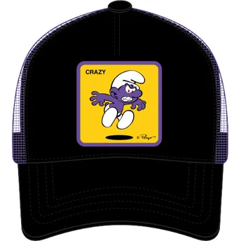 Gorra trucker negra y violeta Pitufo Morado SMU CRAZ Los Pitufos de Capslab