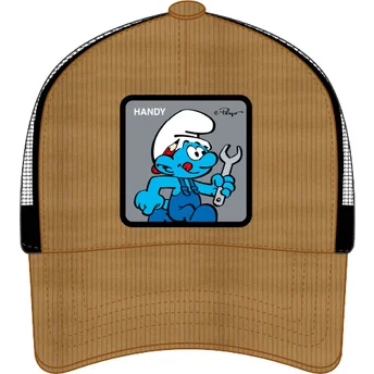 Gorra trucker marrón y negra Pitufo Manitas SMU HANDY Los Pitufos de Capslab