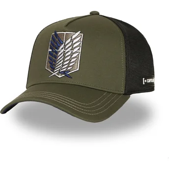 Gorra trucker verde y negra Cuerpo de Exploración AOT2 SCO Attack On Titan de Capslab