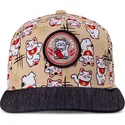 gorra-plana-beige-y-negra-snapback-para-nino-lucky-cat-linen-de-djinns