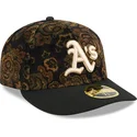 gorra-curva-negra-ajustada-59fifty-low-profile-floral-cord-three-looms-printed-corduroy-de-oakland-athletics-mlb-de-new-era