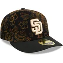 gorra-curva-negra-ajustada-59fifty-low-profile-floral-cord-three-looms-printed-corduroy-de-san-diego-padres-mlb-de-new-era