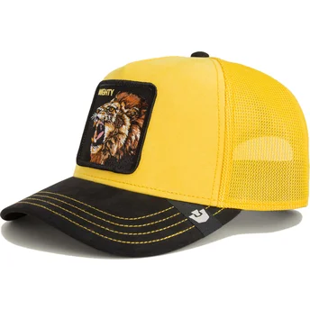 Gorra trucker amarilla y negra león Mighty Lion Suede The Farm de Goorin Bros.