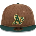 gorra-plana-marron-y-verde-ajustable-9fifty-retro-crown-wool-pinstripe-de-oakland-athletics-mlb-de-new-era