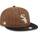 gorra-plana-marron-y-negra-ajustable-9fifty-retro-crown-wool-pinstripe-de-chicago-white-sox-mlb-de-new-era