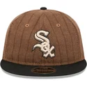 gorra-plana-marron-y-negra-ajustable-9fifty-retro-crown-wool-pinstripe-de-chicago-white-sox-mlb-de-new-era