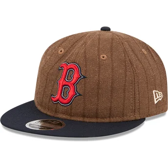 Gorra plana marrón y azul marino ajustable 9FIFTY Retro Crown Wool Pinstripe de Boston Red Sox MLB de New Era