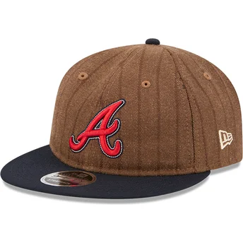 Gorra plana marrón y azul marino ajustable 9FIFTY Retro Crown Wool Pinstripe de Atlanta Braves MLB de New Era