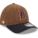 gorra-curva-marron-y-azul-marino-ajustable-9twenty-a-frame-wool-pinstripe-de-detroit-tigers-mlb-de-new-era