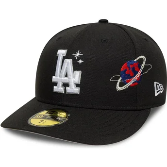 Gorra curva negra ajustada 59FIFTY Planet Icon de Los Angeles Dodgers MLB de New Era
