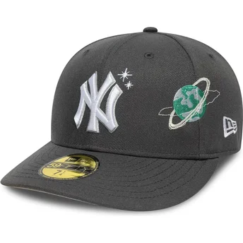 Gorra curva gris ajustada 59FIFTY Planet Icon de New York Yankees MLB de New Era