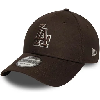 Gorra curva marrón ajustable 9FORTY Outline de Los Angeles Dodgers MLB de New Era